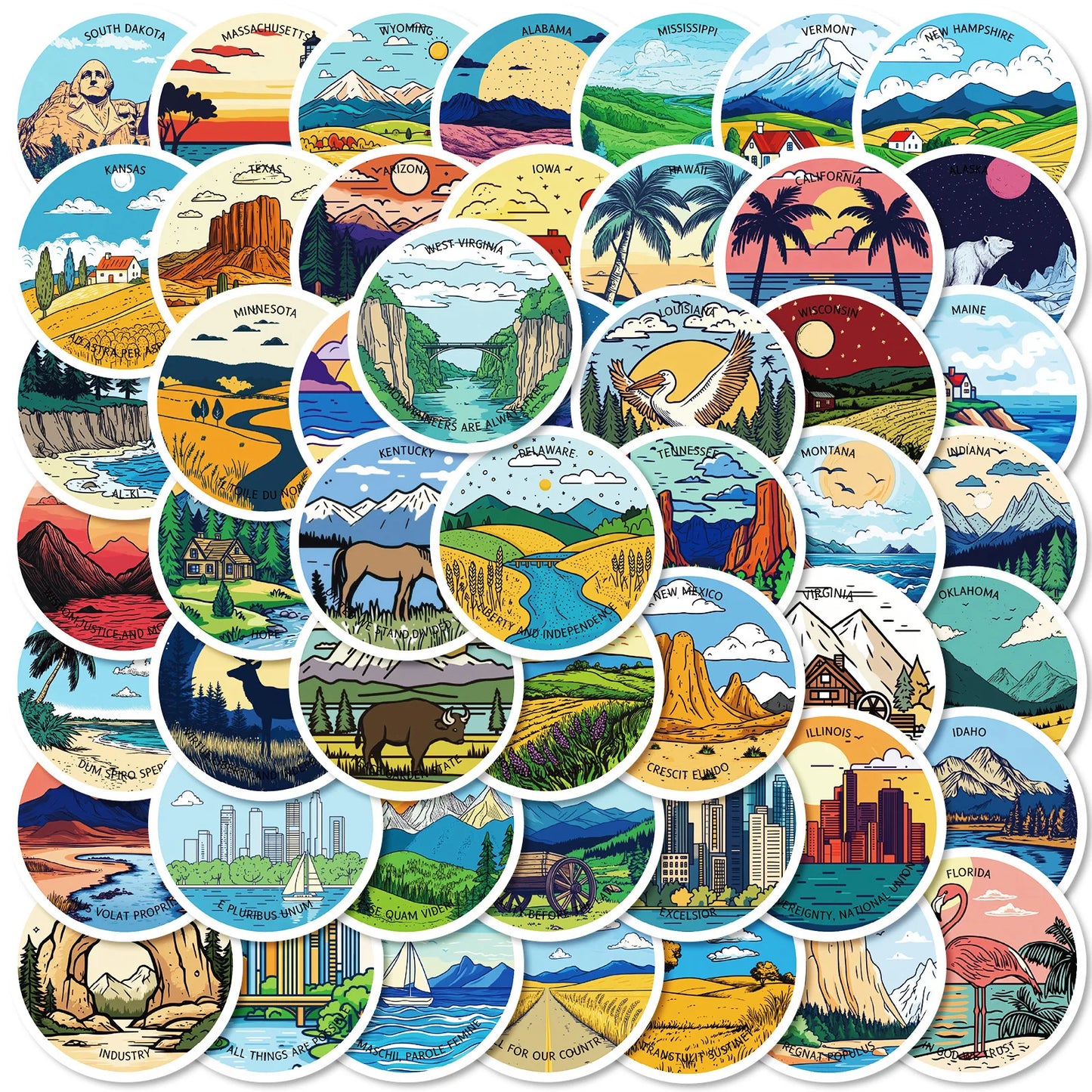50Pcs Outdoor Landscape Stickers Waterproof Decals