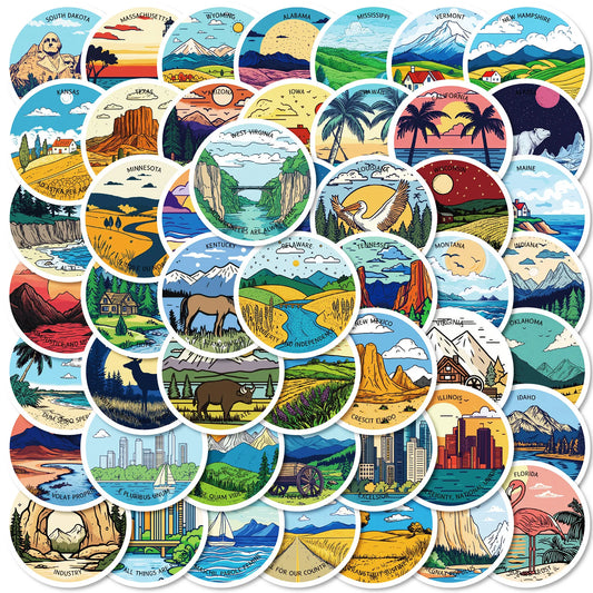 50Pcs Outdoor Landscape Stickers Waterproof Decals