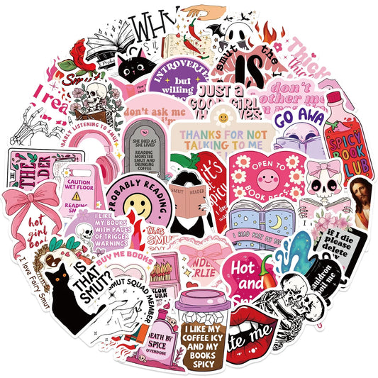 10/50pcs Pink Smutty Dark Romance Bookish Spice Reader Girl Cartoon Sticker Aesthetic Car Kindle Ipad Phone Laptop Diary Sticker