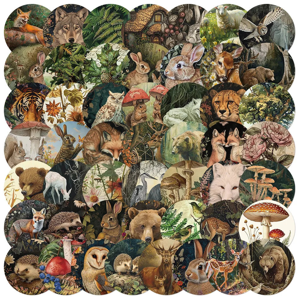 10/30/50PCS Jungle Wild Animal Plant Stickers Funny Children Toy Applique DIY Laptop Phone Guitar Bicycle Waterproof Decoration