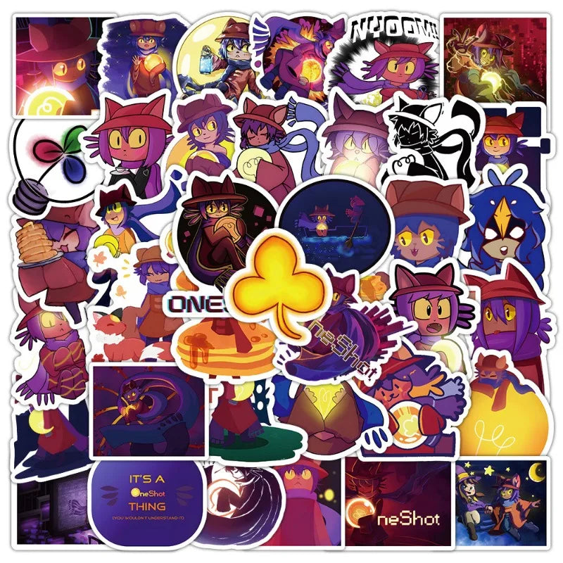 50pcs Oneshot Game Stickers for Laptop, Phone, Car, Scooter, Water Bottle, Suitcase, Stationery, Refrigerator Decoration