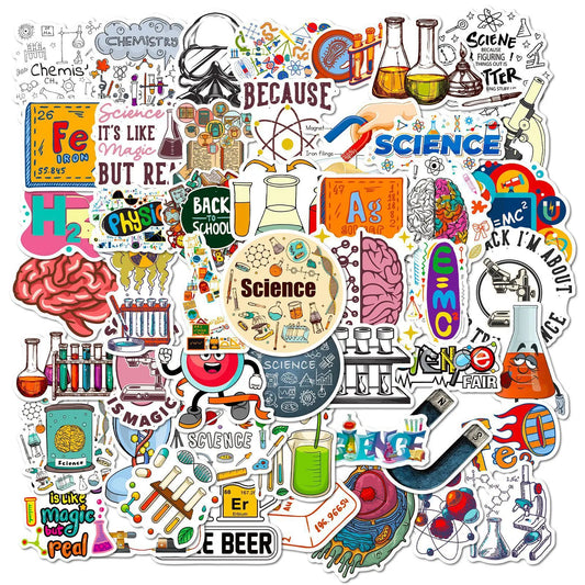 50pcs Science Lab Graffiti Stickers for Helmet, Wall, Desktop Decoration