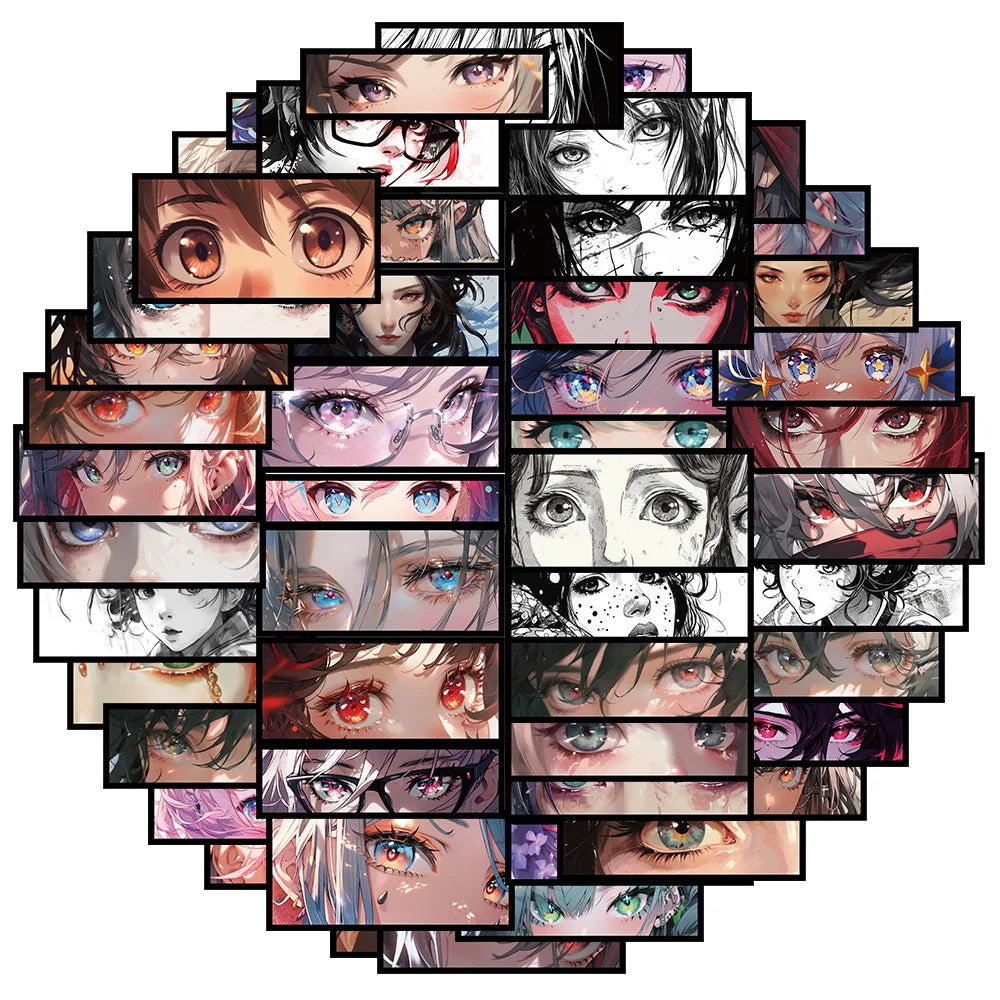 Anime Girl Eyes Stickers Waterproof for Bike Luggage Laptop Guitar