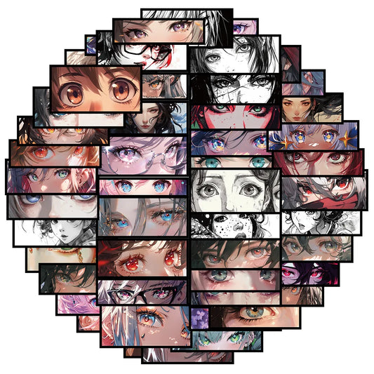 Anime Girl Eyes Stickers Waterproof for Bike Luggage Laptop Guitar