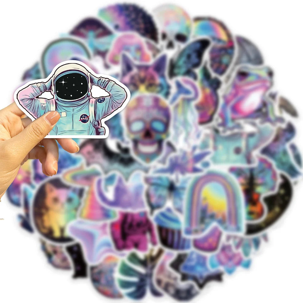 50pcs Cartoon Psychedelic Mysterious Graffiti Stickers For Phone Ipad Aesthetic Sticker DIY Handmade Scrapbooking Material