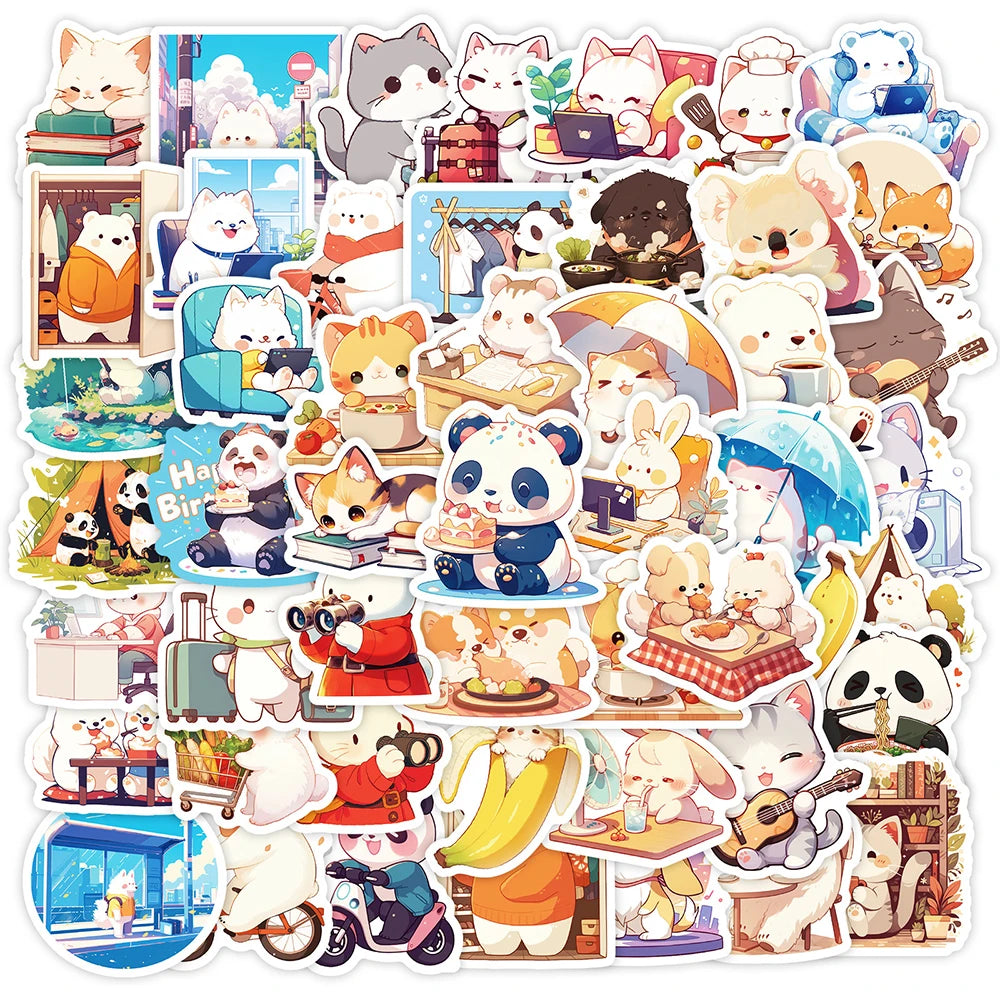 Cute Animal Cat Stickers for Laptop, Phone, Suitcase, Notebook, Kids Toys