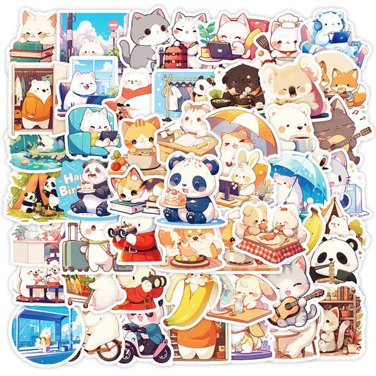 Cute Animal Cat Stickers for Laptop, Phone, Suitcase, Notebook, Kids Toys