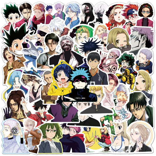 50pcs Anime Character Stickers for Helmets, Walls, DIY Decor