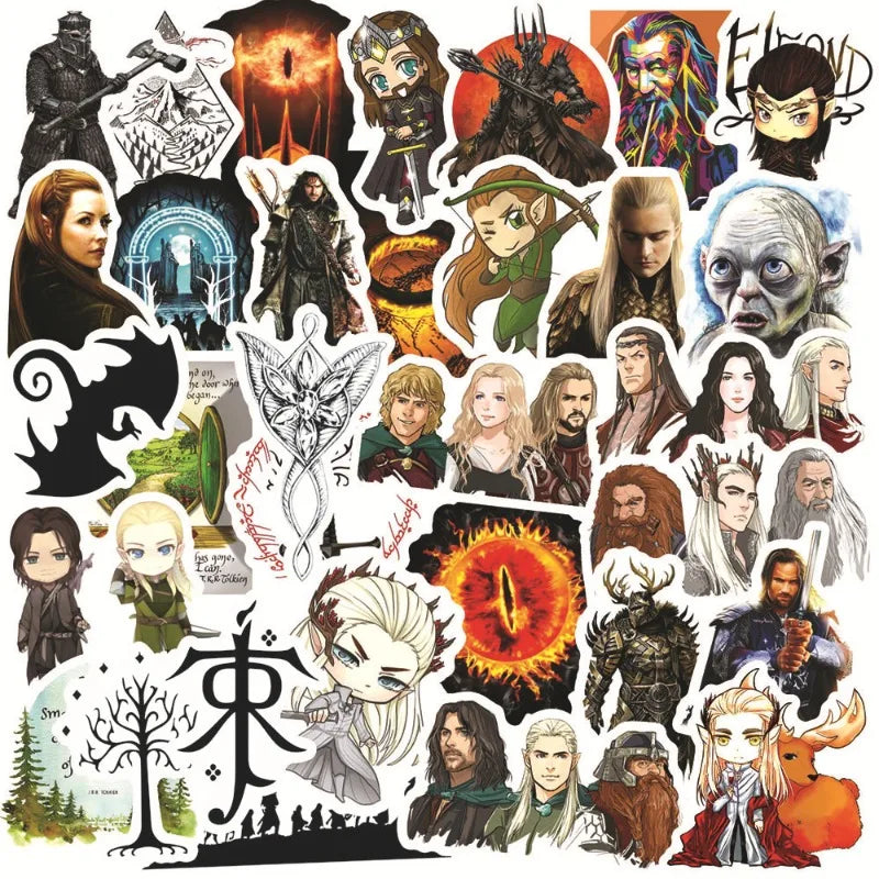 50pcs The Hobbit Cartoon Graffiti Stickers for Luggage, Water Cup, Phone, Laptop, Scooter