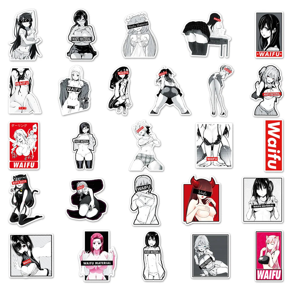 10/30/50/100PCS Anime Hentai Bunny Girl Waifu Sticker Packs