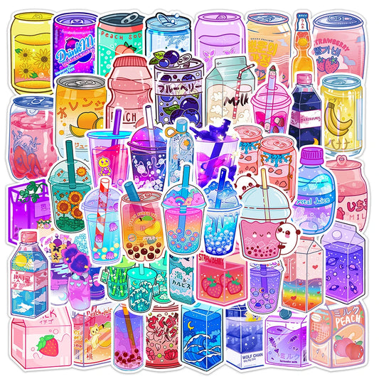 Cute Aesthetic Drink Stickers for Laptop, Phone, Luggage, Diary, Car, Kid Toy - 10/30/50PCS