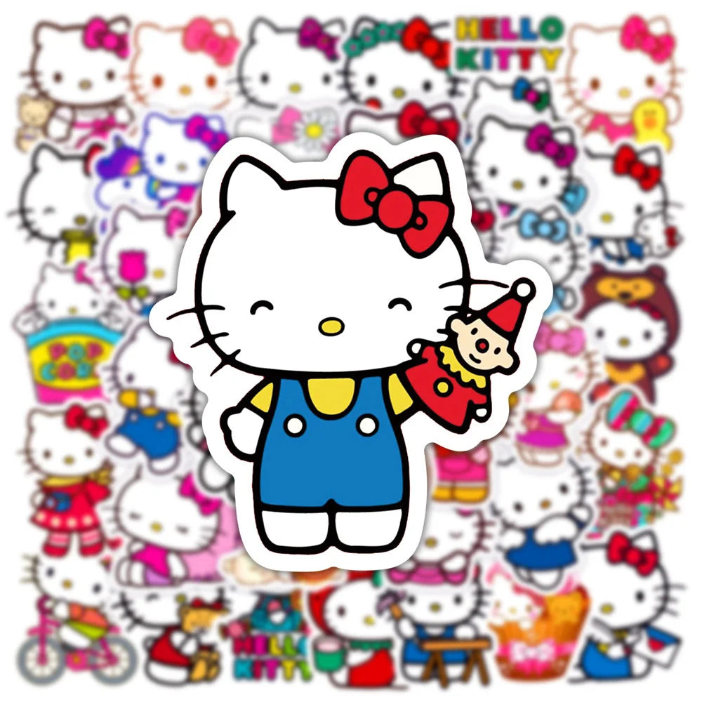 10/30/50pcs Sanrio Hello Kitty Cartoon Anime Stickers Kawaii Girl Decals Graffiti Suitcase Aesthetic Waterproof Sticker for Kids