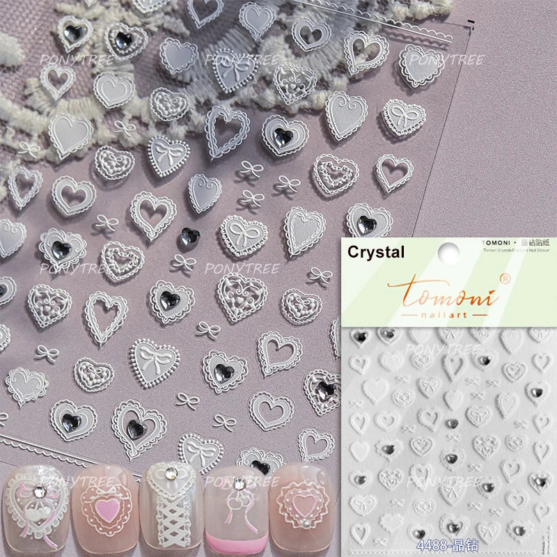Lolita Heart Rhinestone Nail Art Stickers