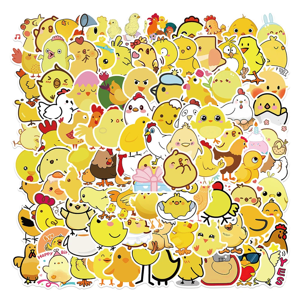 10/30/50/100PCS Cute Chicken Animall Stickers For Kids DIY Handbook Scrapbooking Phone Laptop Wall Decals Decoration Car Sticker