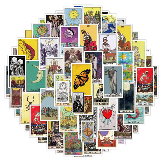 Tarot Card Cartoon Art Stickers for Phone Laptop Luggage Skateboard