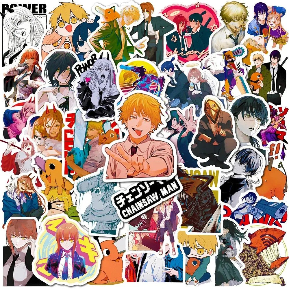 Pochita Chainsaw Man Stickers - Waterproof Anime Decals for Skateboard, Luggage, Motorcycle (10/30/50pcs)