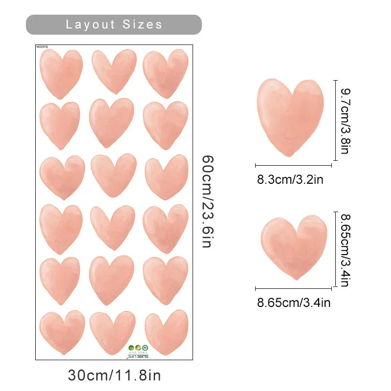 Boho Rainbow Heart Nursery Wall Stickers for Kids Room Decals