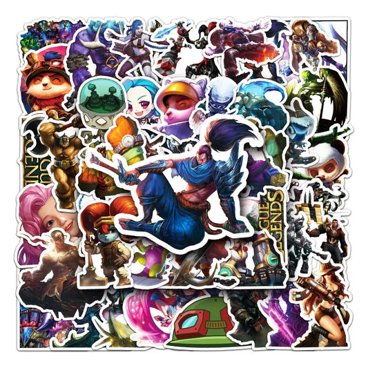 50pcs League of Legends Stickers for Laptop, Phone, Car, Scooter, Suitcase, Water Bottle, Stationery, Refrigerator