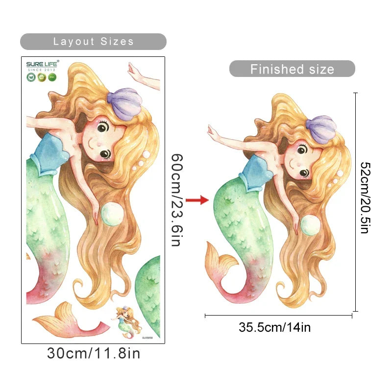 Mermaid Jellyfish Wall Stickers for Kids Room Decor