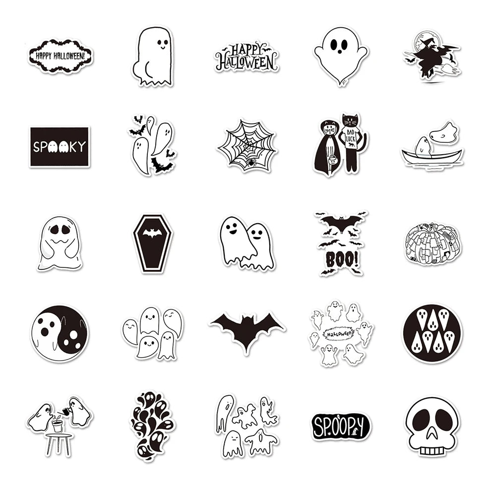 10/30/50PCS Cute Halloween Stickers Kawaii Ghost Decals DIY Decoration For Skateboard Phone Helmet Bike Cartoon Sticker Kids Toy