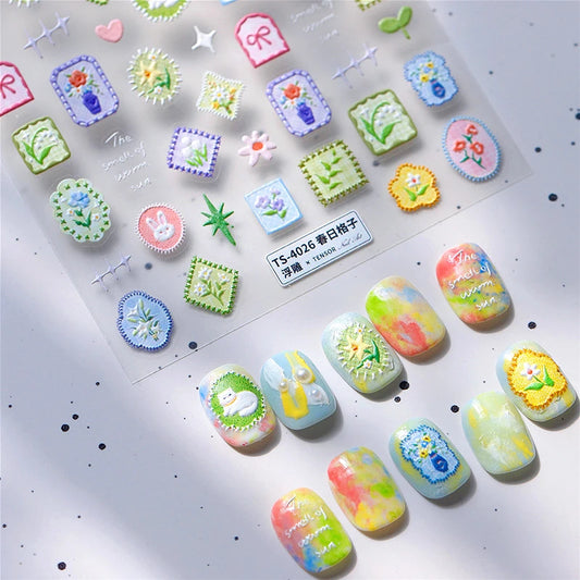 Cat Rabbit Flower Nail Art Stickers Manicure Decals