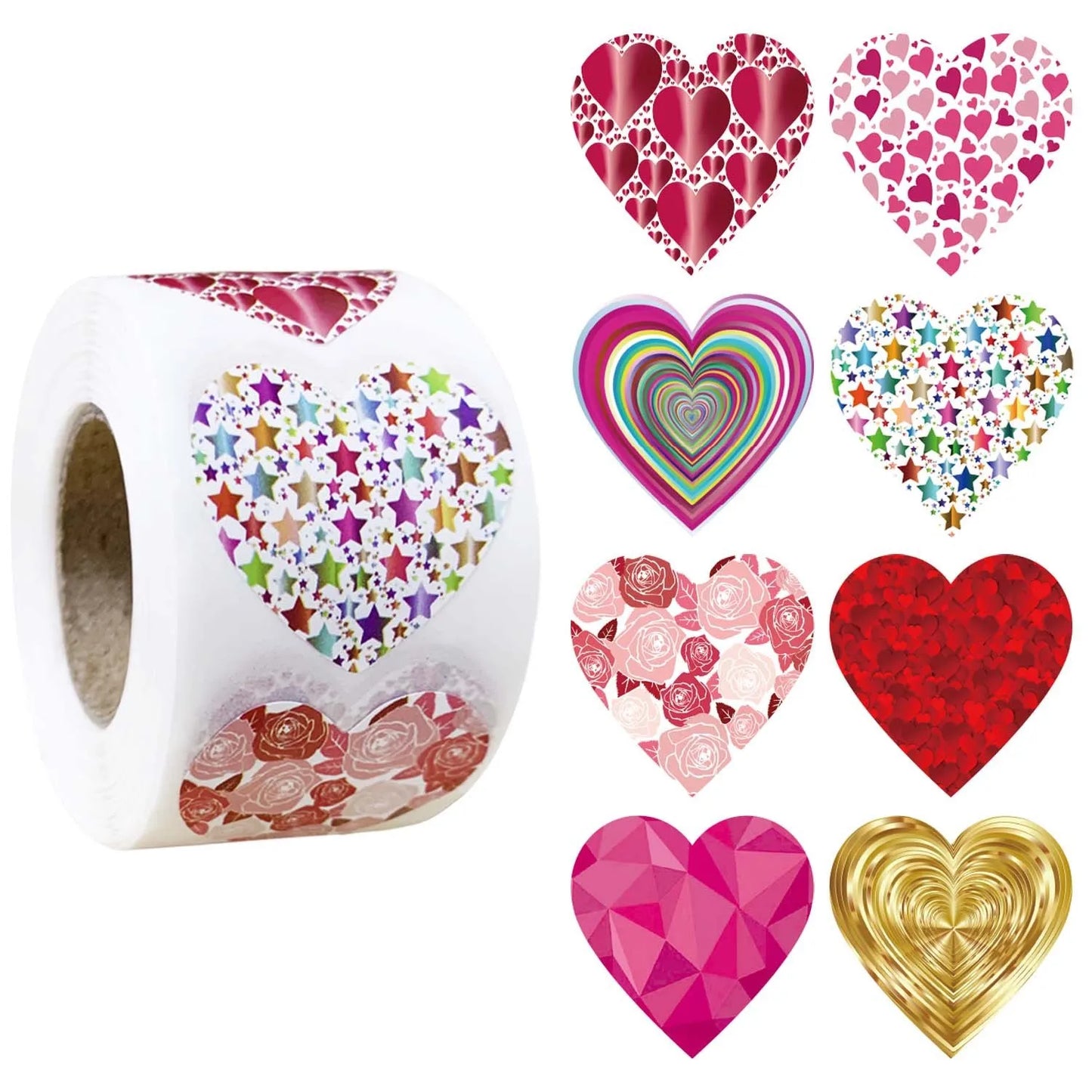 50-500pc Colorful Valentine's Day Heart Sticker Birthday Gift Packaging Seal Sticker Party Invitation Decor Sticker Baking Label