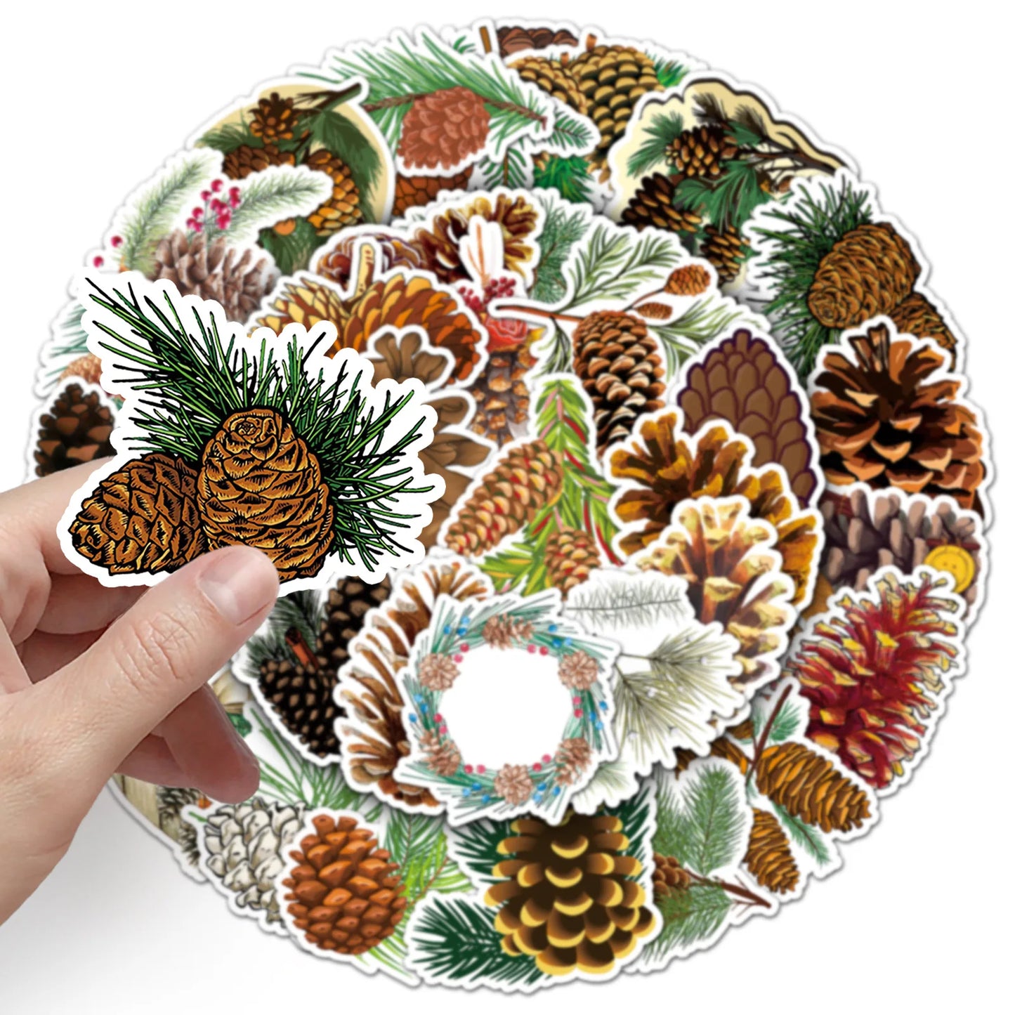 10/30/50PCS Pinecone Cartoon Stickers Plant Decals Kids Toy Scrapbook Luggage Laptop Phone Bike Skateboard Waterproof Graffiti