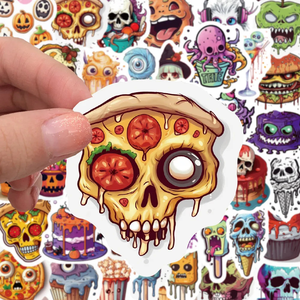 10/30/50PCS Funny Horror Skeleton Graffiti Stickers Decals Halloween Decoration Waterproof Skateboard Luggage Guitar Cartoon Toy