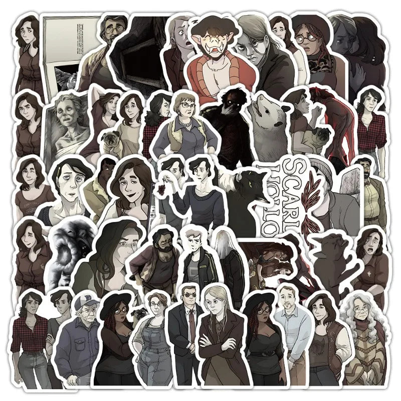 50pcs Scarlet Hollow Cartoon Stickers for Laptop, Phone, Scooter, Water Bottle, Suitcase, Refrigerator