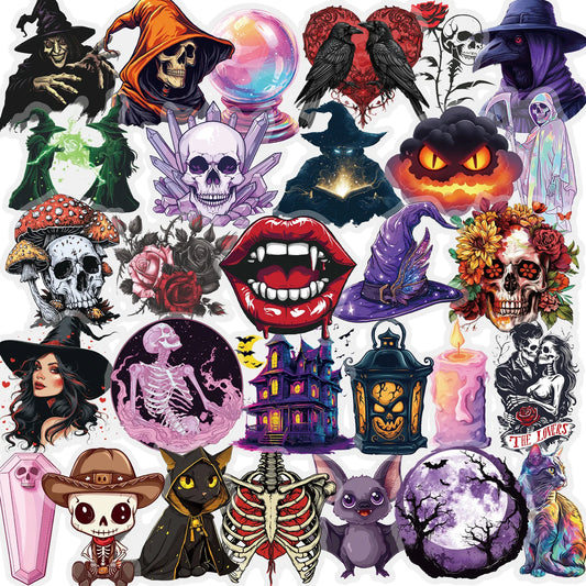 50Pcs Halloween Witch Stickers Waterproof Decals Set