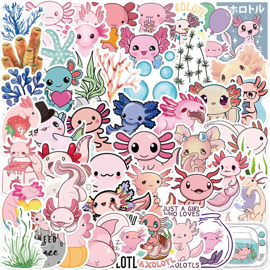 50Pcs Cute Salamander Cartoon Stickers for Helmet, Wall, DIY Decor