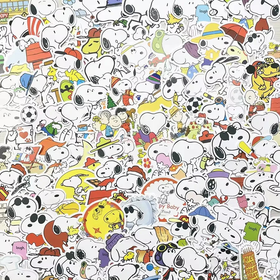 100/200pcs anime Snoopy stationery stickers cute cartoon student stationery notebook diy decoration expression graffiti stickers
