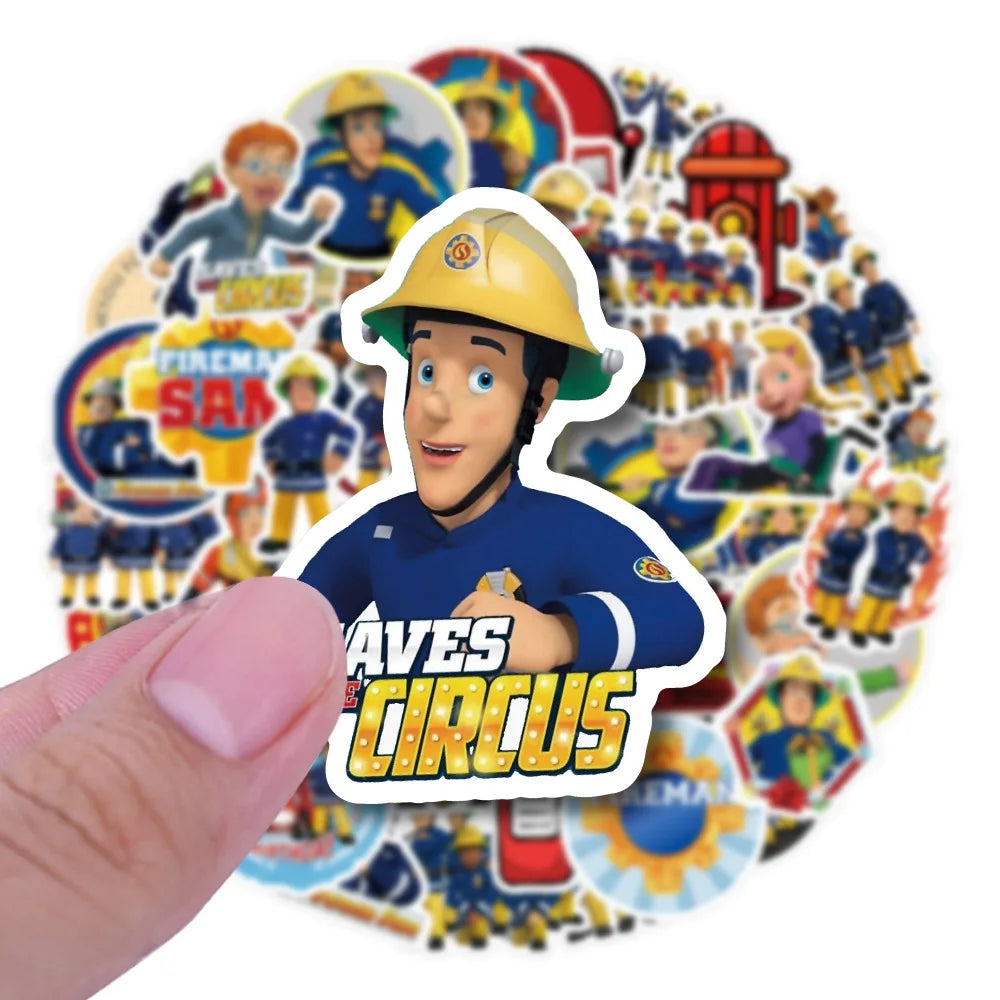 10/30/50PCS Fireman Sam Cartoon Education Stickers For Kids DIY Notebook Phone Laptop Suitcase Stationery Fire Truck Decals Gift