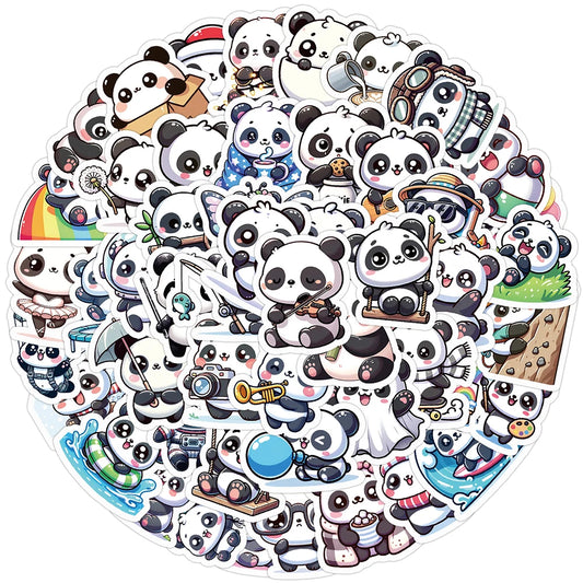 Cartoon Panda Stickers Pack - Cute Kawaii Graffiti for Kids, Laptop, Fridge, Scrapbook