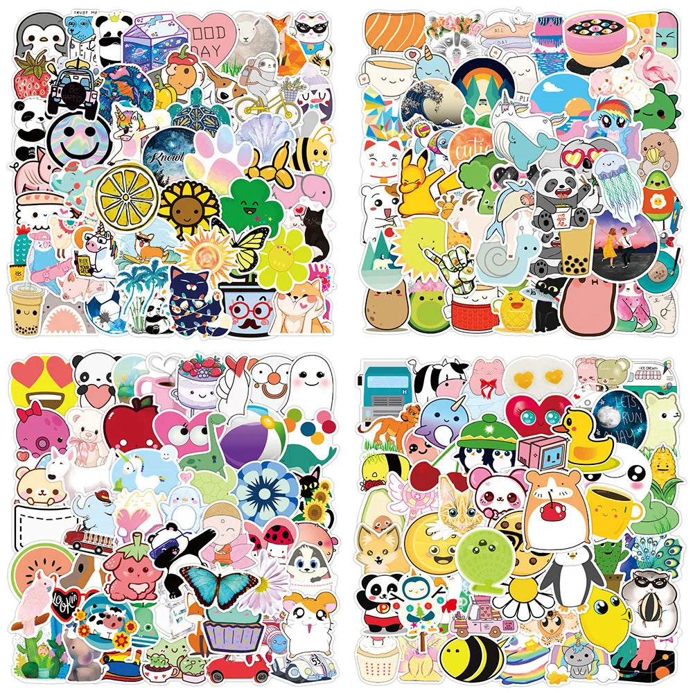 50pcs Cute Cartoon Animal Stickers for Laptop, Phone, Kids Toys, Scooter, Trolley Case
