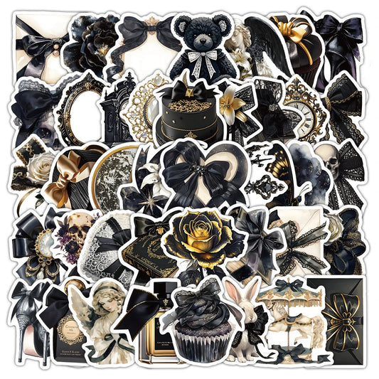 Black Gold Cartoon Stickers Aesthetic Decals for Laptop Phone Suitcase Kids Toy