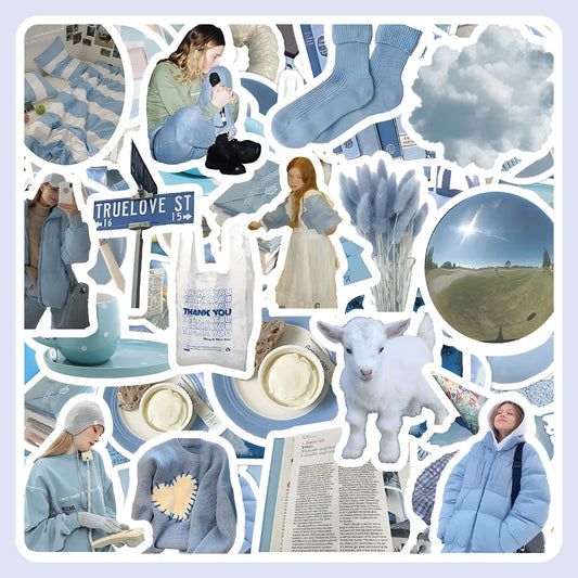 Blue Cartoon Stickers Waterproof Decals for Phone Fridge Guitar Scrapbook Kids Gift 10/30/60pcs