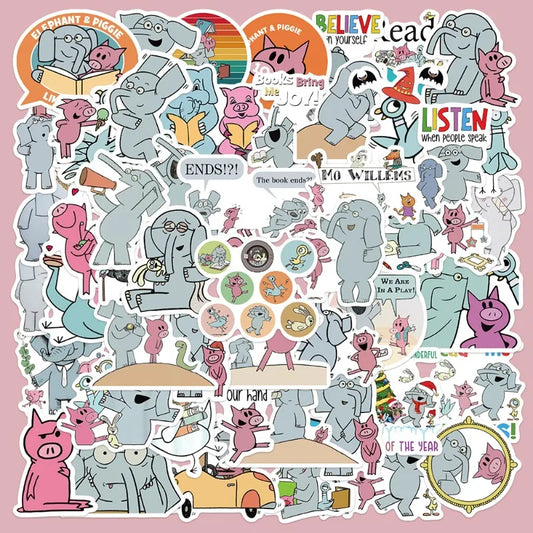 50pcs Cute Elephant Pig Graffiti Stickers for Helmet Wall DIY Decoration