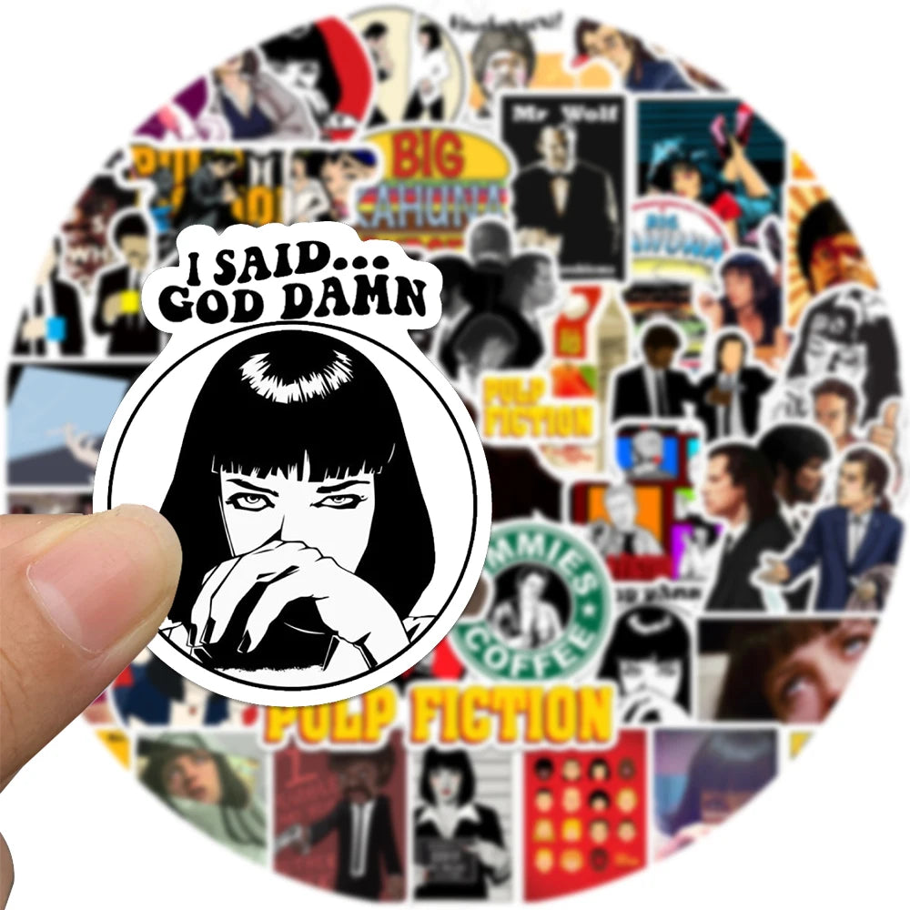 50PCS Movie Pulp Fiction Classic Stickers Waterproof Refrigerator Car Helmet DIY Gift Bicycle Guitar Laptop Skate Decal