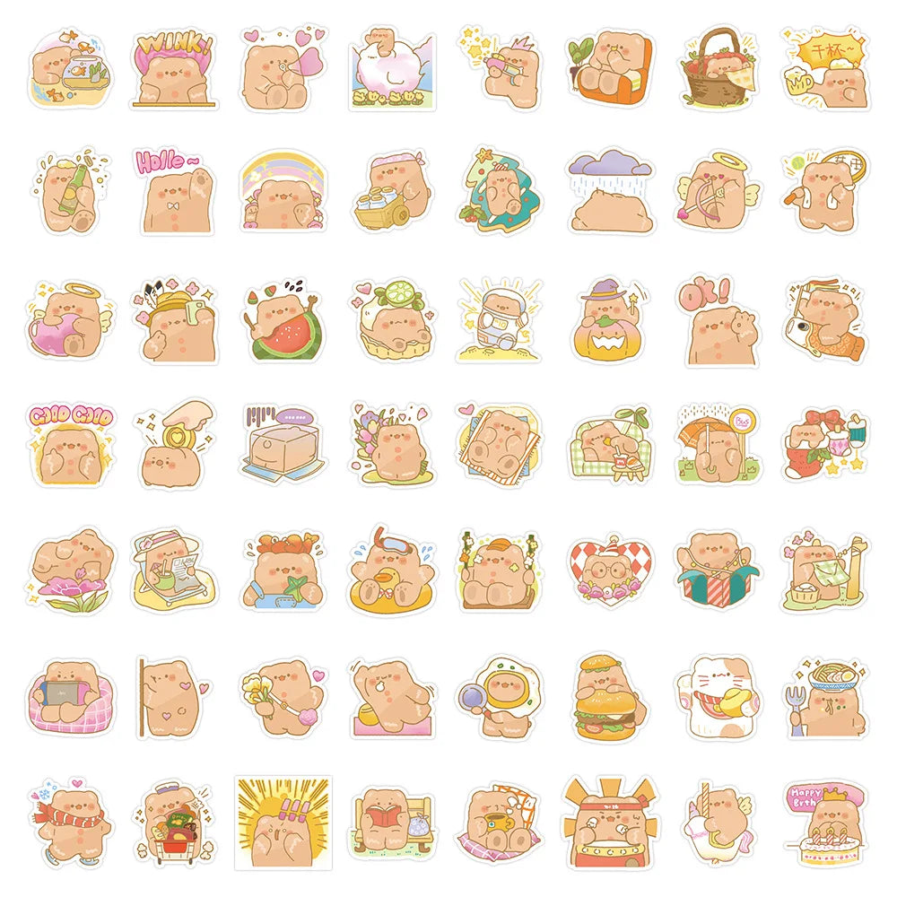 10/30/60/120PCS Cute Bear Cartoon Stickers Toy DIY Skateboard Bike Luggage Suitcase Phone Bike Classic Kids Toy Sticker Decals