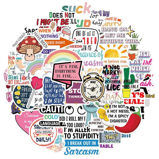 Sarcastic Ridicule Stickers for Suitcase, Skateboard, Laptop, Phone - 10/30/50Pcs Decal Set