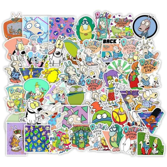 50pcs Rocko's Modern Life Stickers for Luggage, Water Bottles, Phones, Laptops, Scooters, Fridges