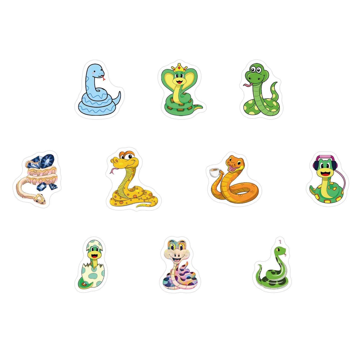 100-500pcs Cute Cartoon Snake Stickers for Laptop Phone Stationery Cup Scrapbook DIY Animals Kids Reward Sealing Label Sticker