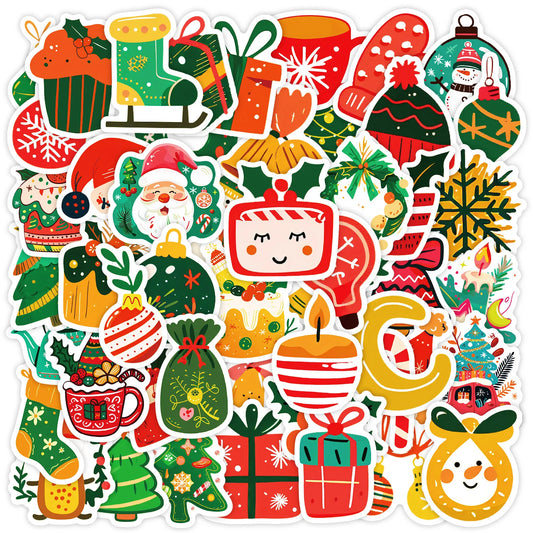 50pcs Christmas Cartoon Stickers for Helmet, Wall, DIY Decoration Wholesale