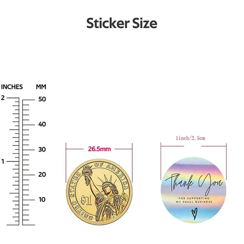 100-500PCS New Thank You Stickers for Business Packaging Stickers Rolling Sticker Roll Merci Small Home Made Lables TZ007-A