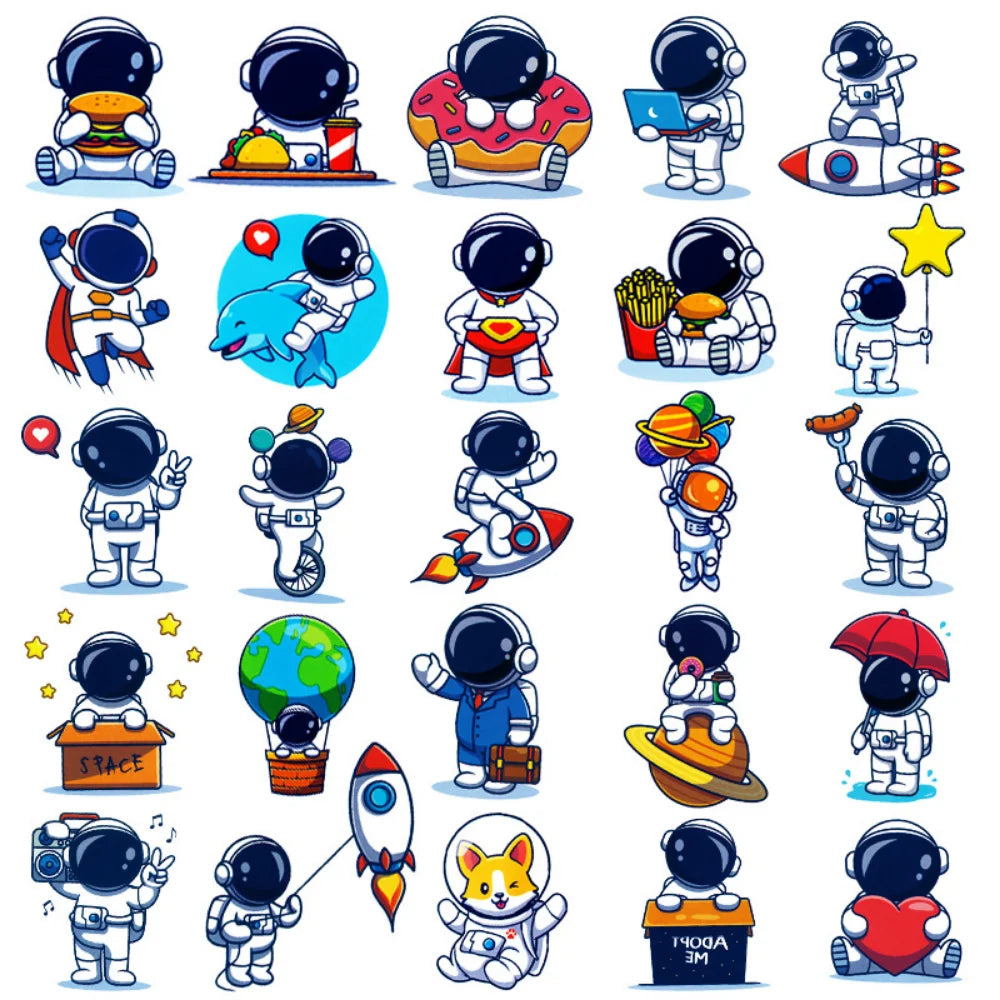 10/50PCS Universe Outer Space Stickers Rockets Alien Astronaut for Laptop Skateboard Phone Guitar Kids Cartoon Sticker Decal Toy