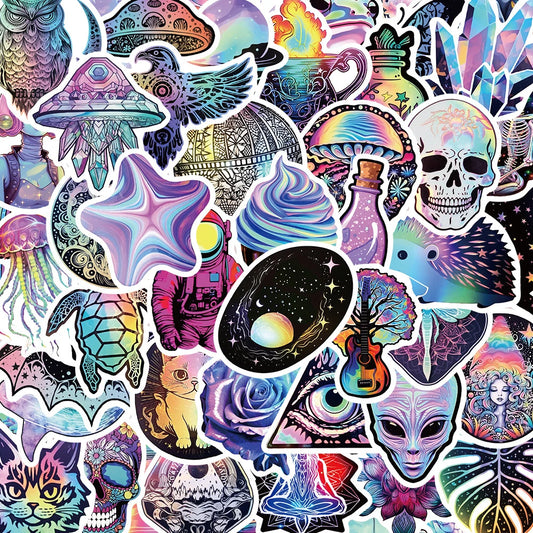 Cool Cartoon Laser Stickers Gothic Decals for Laptop Luggage Phone Car Skateboard Aesthetic 10/30/50pcs