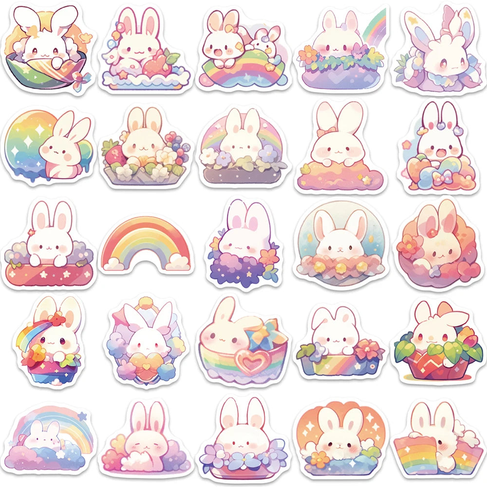 10/30/50pcs Funny Cute Rainbow Rabbit Graffiti Stickers Kawaii Decals Laptop Phone Notebook Decoration Kids Classic Toy Sticker