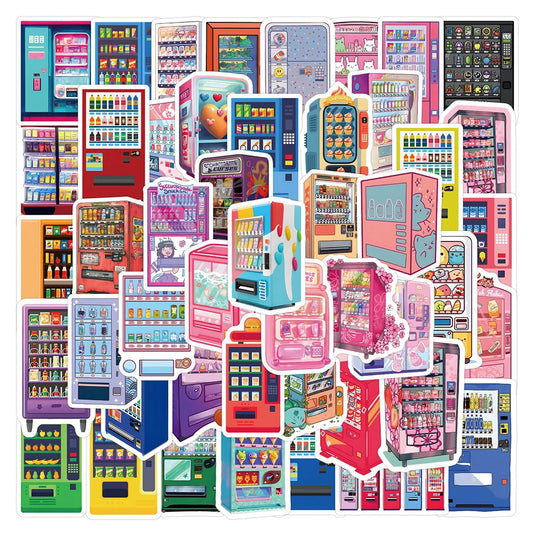 Vintage Cartoon Vending Machine Stickers - Laptop, Suitcase, Phone, Notebook Decor (10/30/50pcs)