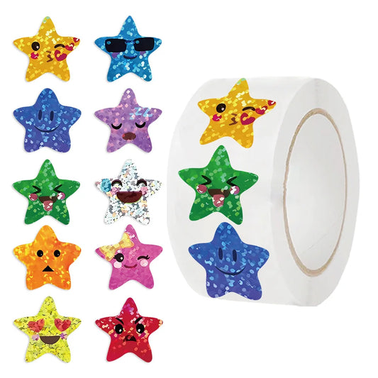 500Pcs/Roll Shiny Love Star Stickers for DIY, Notebook, Fridge, Phone, Kids Gifts, Rewards